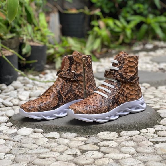 Python Snakeskin High Top Sneakers - Picture 3 of 13